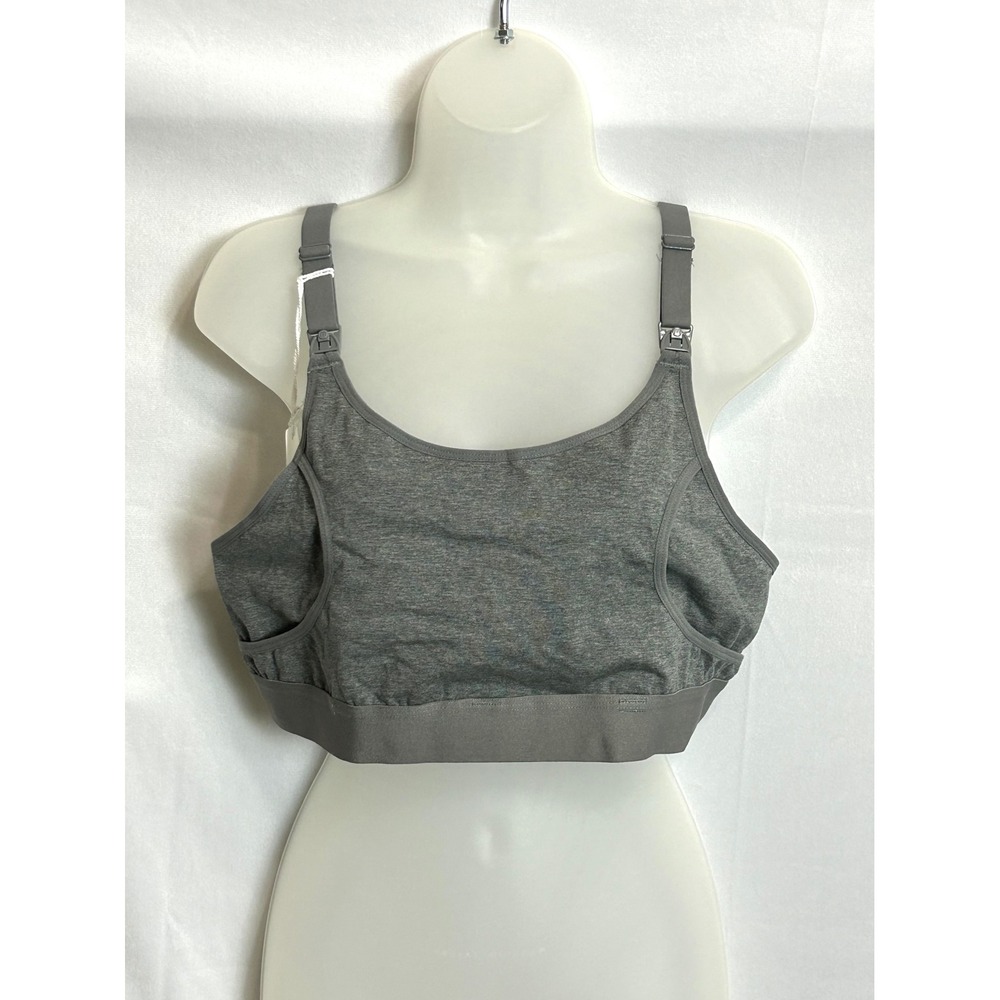 Momcozy Hands-Free Nursing Pumping Bra Heather Grey Cotton Blend Size M NWT